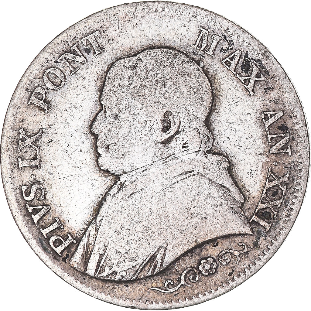Monnaie, États italiens, PAPAL STATES, Pius IX, Lira, 1866, Rome, TB+, Argent