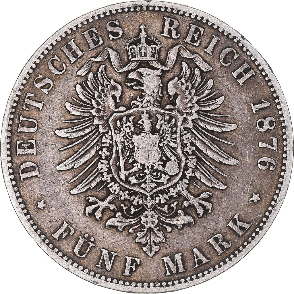 Coin, German States, PRUSSIA, Wilhelm I, 5 Mark, 1876, Berlin, VF(30-35)