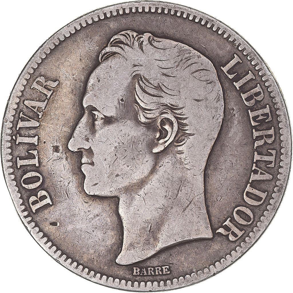 Monnaie, Venezuela, Gram 25, 5 Bolivares, 1926, TB+, Argent, KM:24.2