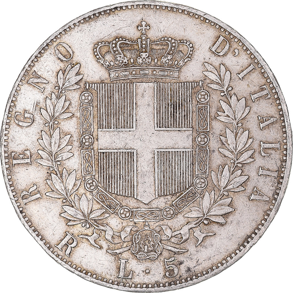 Coin, Italy, Vittorio Emanuele II, 5 Lire, 1876, Rome, AU(50-53), Silver, KM:8.4