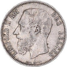 Coin, Belgium, Leopold II, 5 Francs, 5 Frank, 1868, VF(30-35), Silver, KM:24