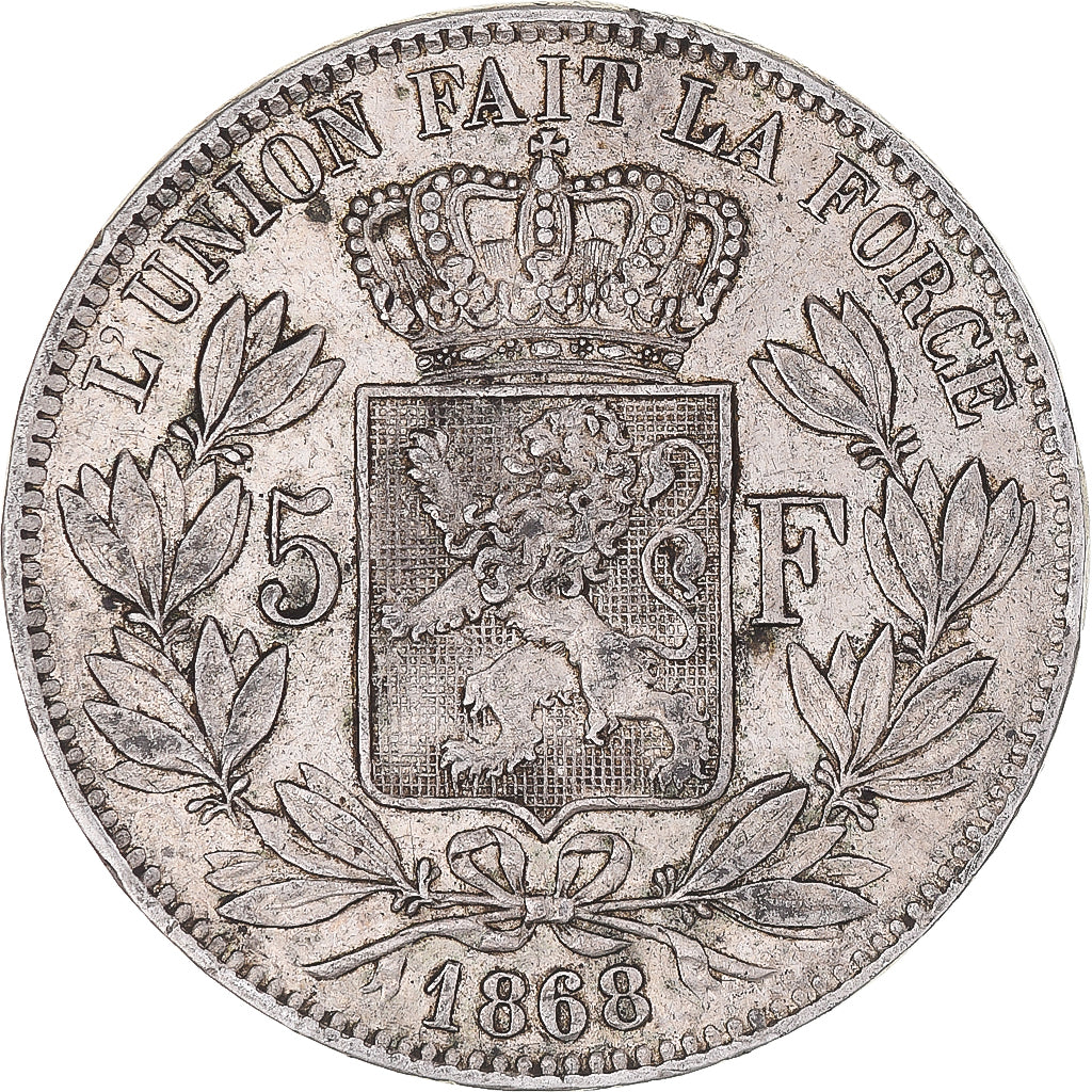 Coin, Belgium, Leopold II, 5 Francs, 5 Frank, 1868, VF(30-35), Silver, KM:24