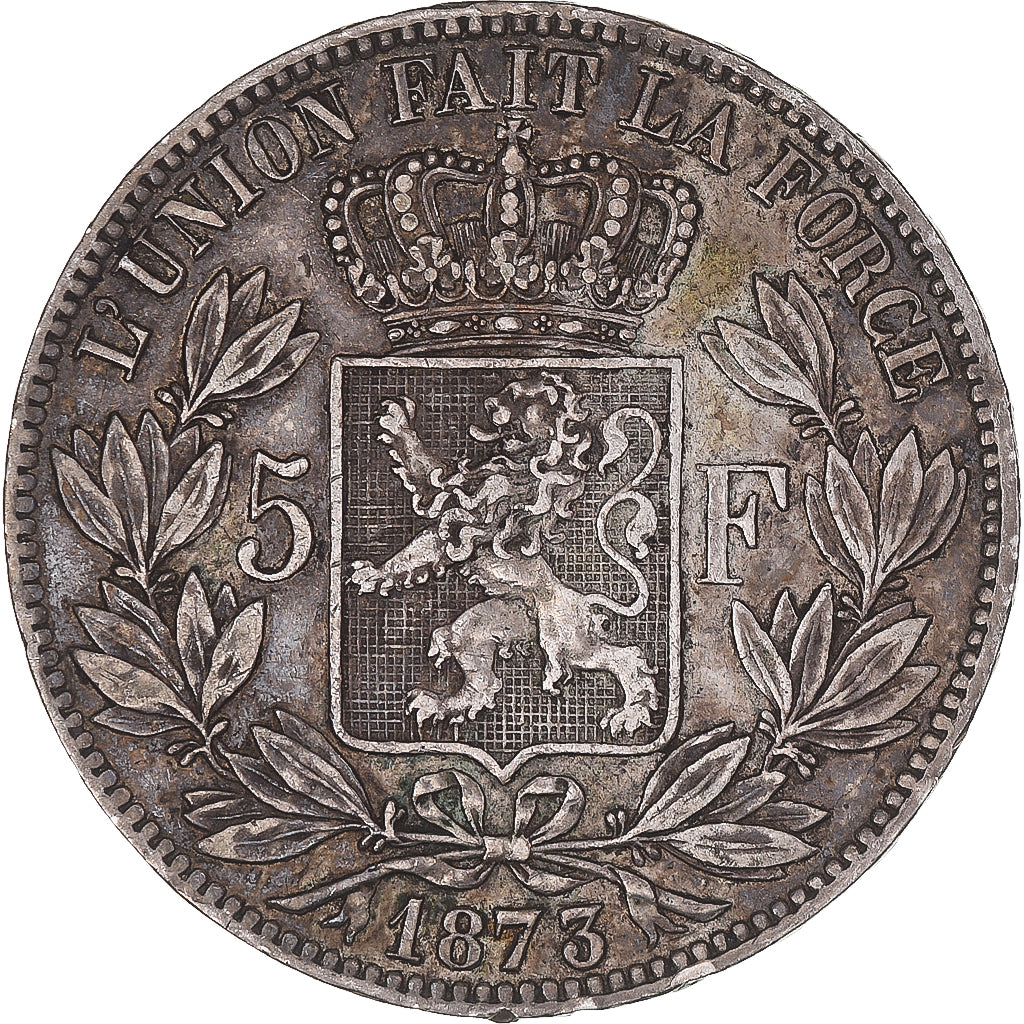Coin, Belgium, Leopold II, 5 Francs, 5 Frank, 1873, EF(40-45), Silver, KM:24