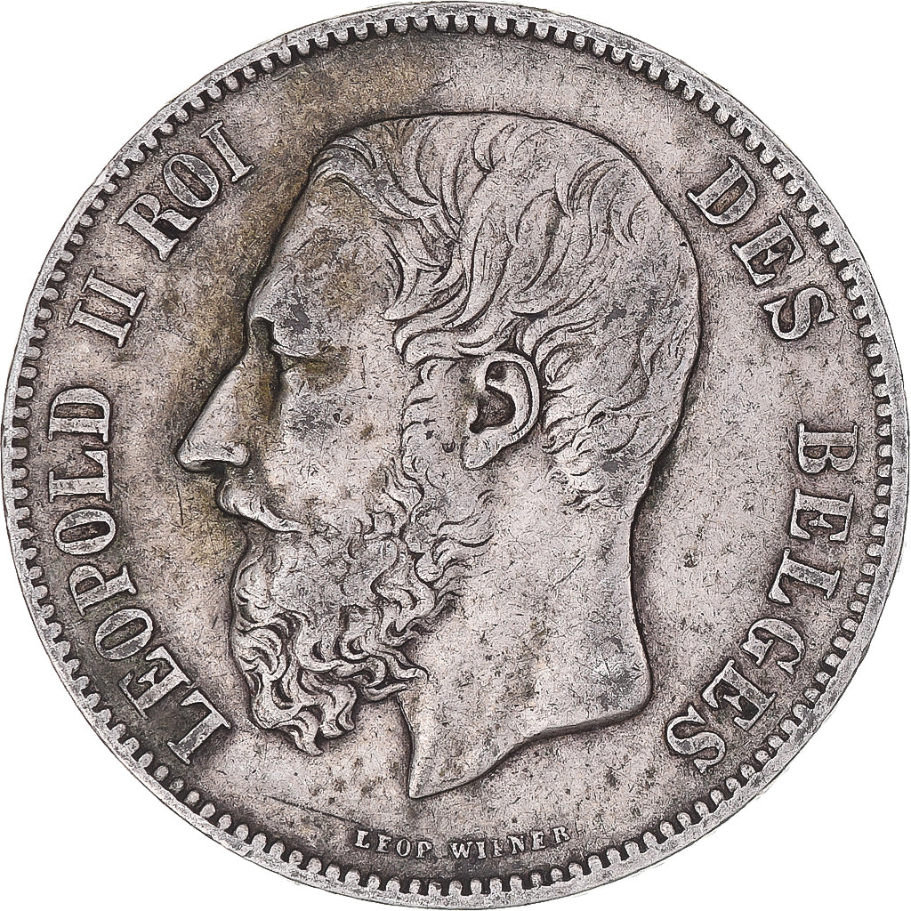 Coin, Belgium, Leopold II, 5 Francs, 5 Frank, 1873, EF(40-45), Silver, KM:24