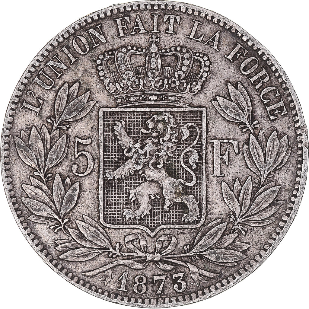 Coin, Belgium, Leopold II, 5 Francs, 5 Frank, 1873, EF(40-45), Silver, KM:24