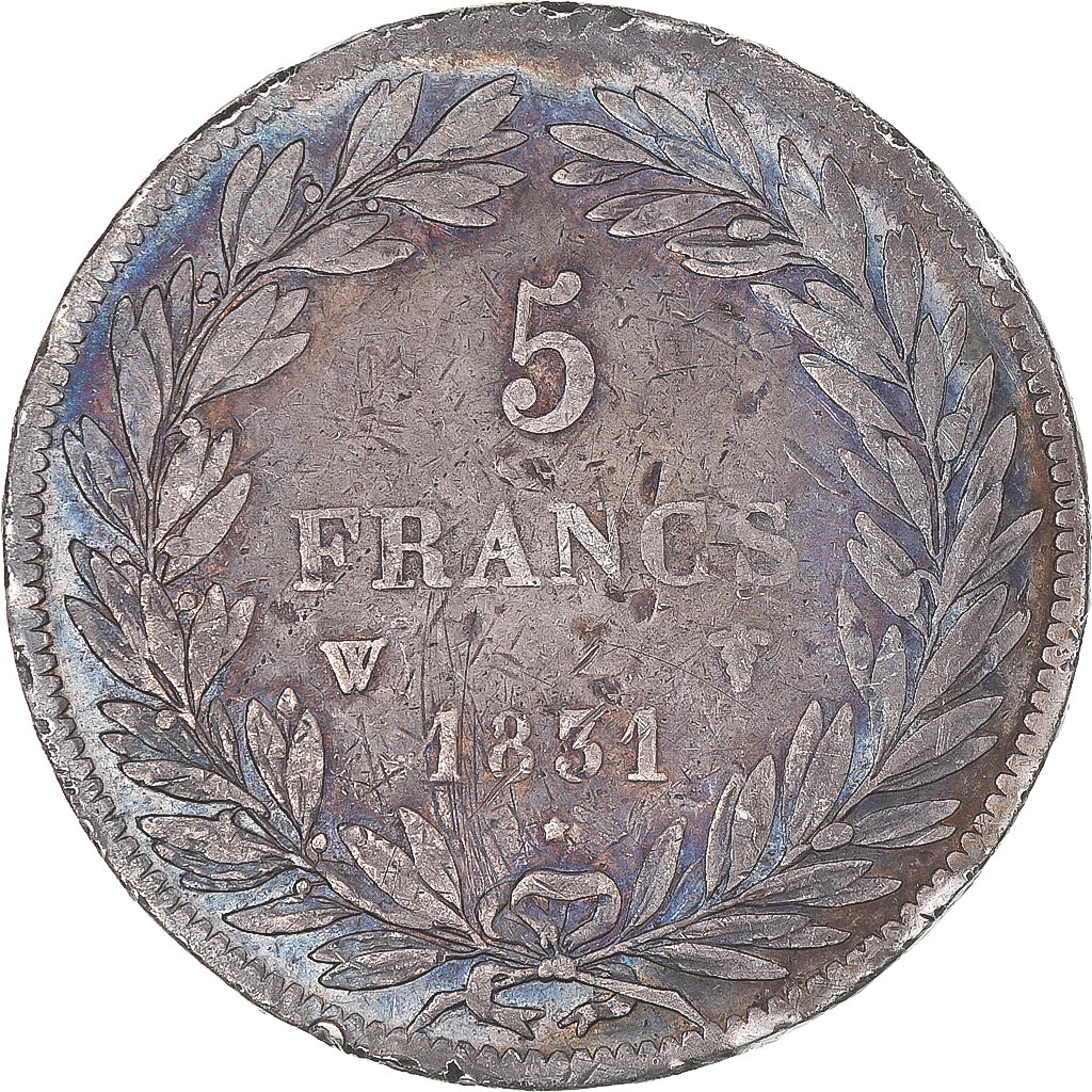 Moneta, Francia, Louis-Philippe, 5 Francs, 1831, Lille, MB+, Argento, KM:736.3