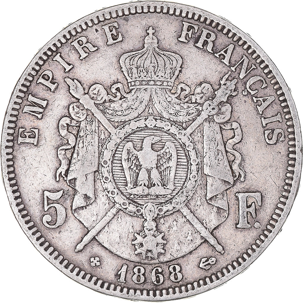 Coin, France, Napoleon III, 5 Francs, 1868, Strasbourg, VF(30-35), Silver
