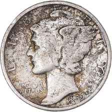 Coin, United States, Mercury Dime, Dime, 1939, U.S. Mint, Philadelphia
