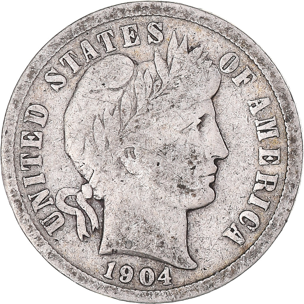 Coin, United States, Barber Dime, Dime, 1904, U.S. Mint, Philadelphia