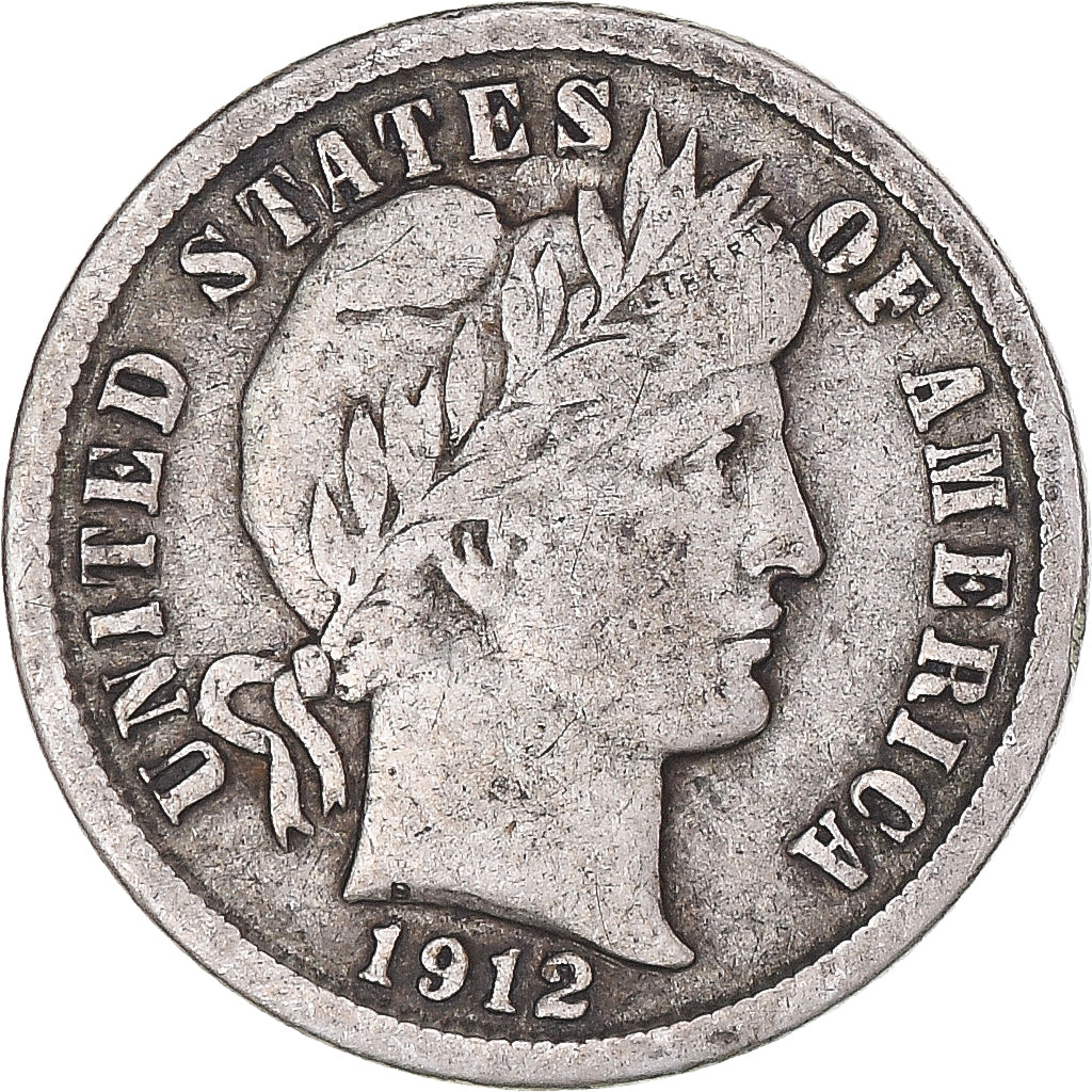 Coin, United States, Barber Dime, Dime, 1912, U.S. Mint, Philadelphia