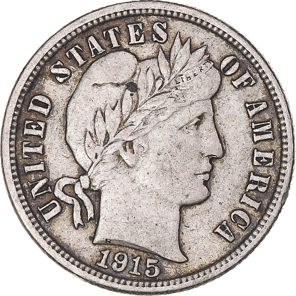 Coin, United States, Barber Dime, Dime, 1915, U.S. Mint, Philadelphia