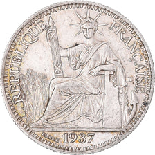 Coin, Indochine, 10 Cent, 1937, Paris, AU(55-58), Silver, Lecompte:174