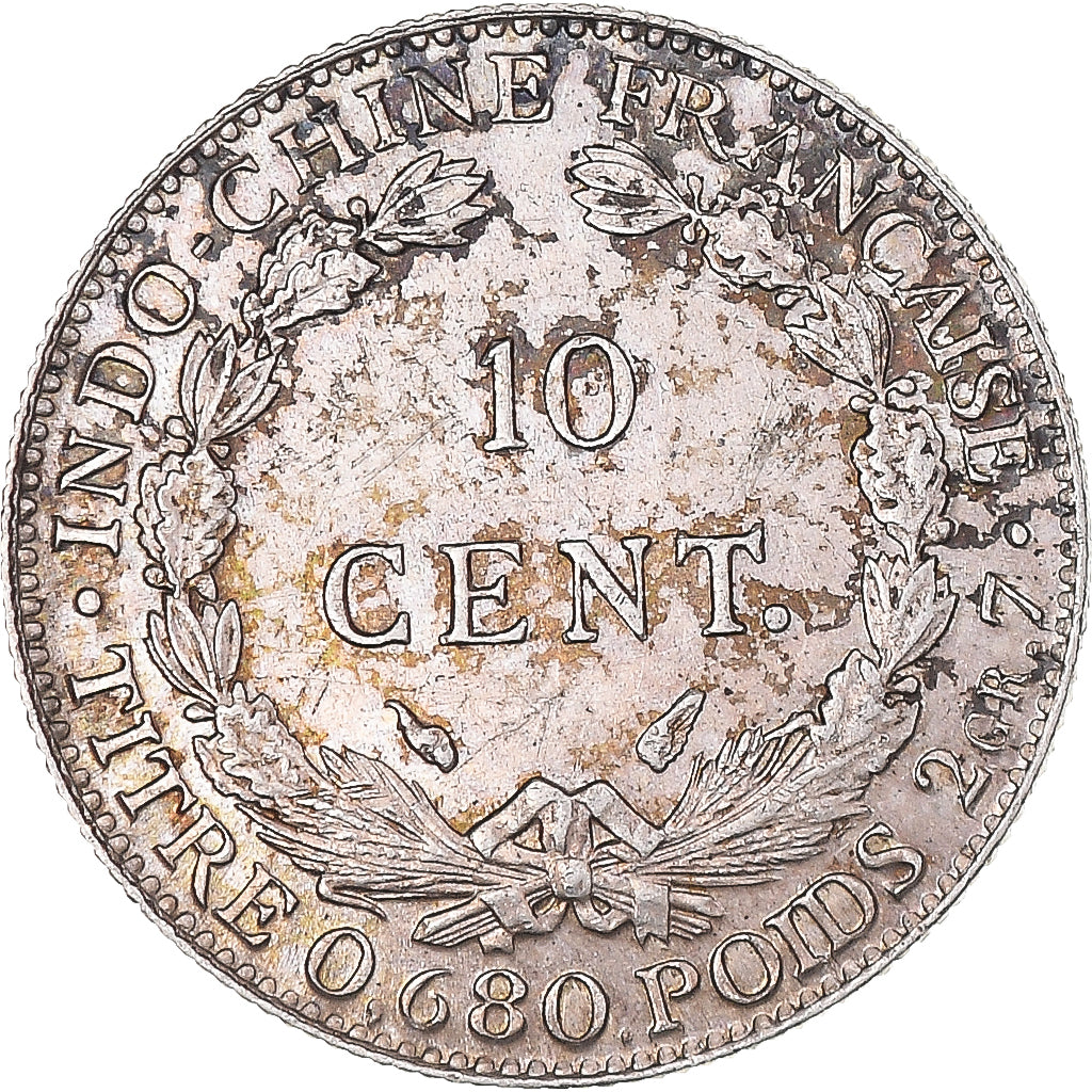 Coin, Indochine, 10 Cent, 1937, Paris, AU(55-58), Silver, Lecompte:174