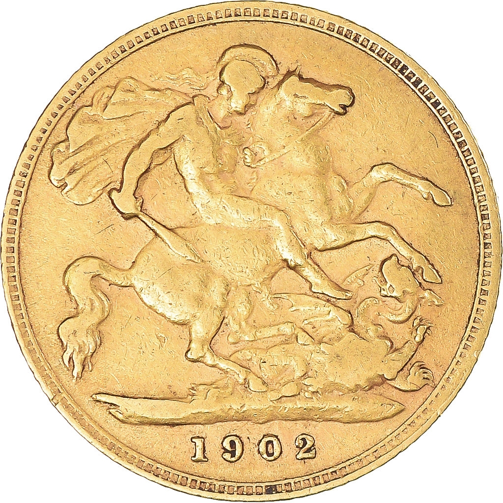 Coin, Great Britain, Edward VII, 1/2 Sovereign, 1902, EF(40-45), Gold, KM:804