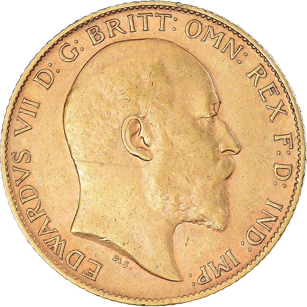 Coin, Great Britain, Edward VII, 1/2 Sovereign, 1910, AU(50-53), Gold, KM:804