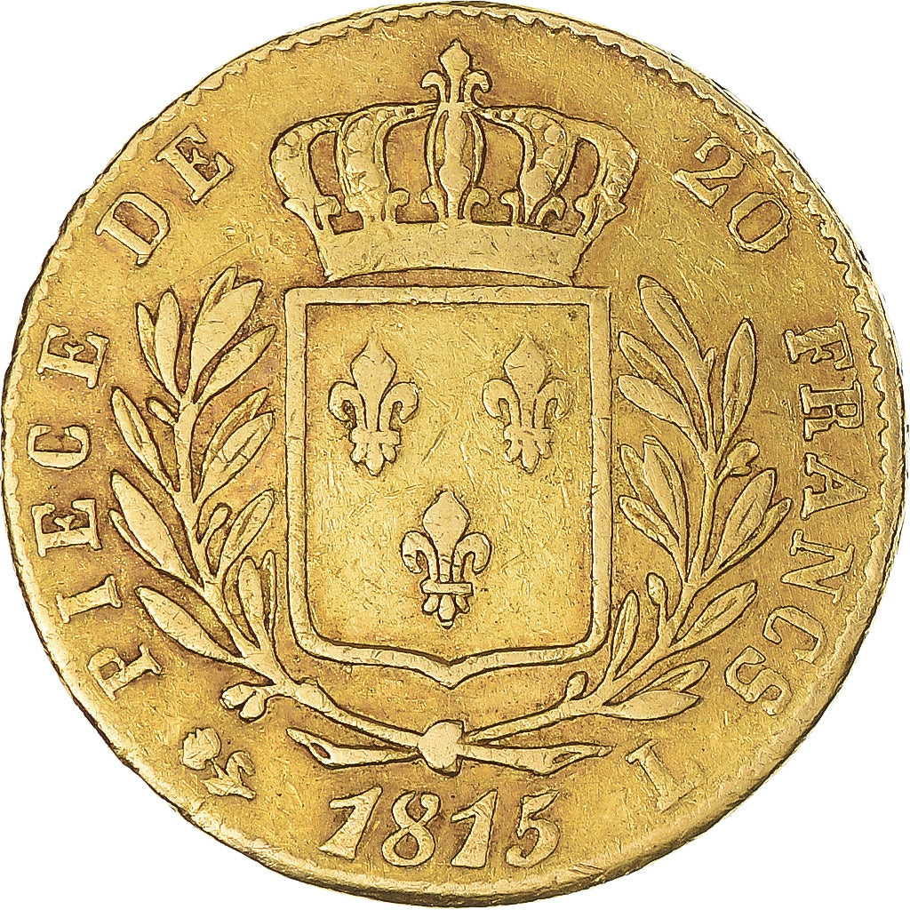 Coin, France, Louis XVIII, 20 Francs, 1815, Bayonne, EF(40-45), Gold, KM:706.4