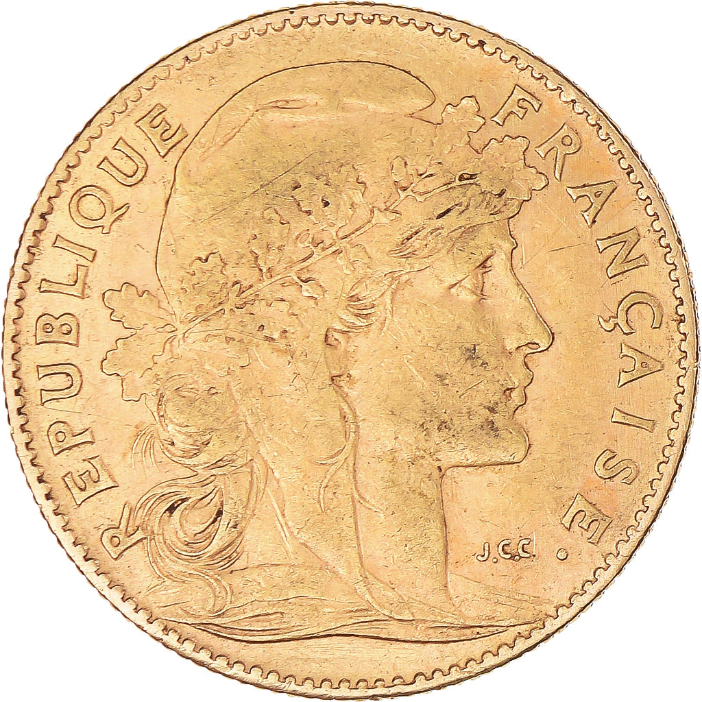 Moneda, Francia, Marianne, 10 Francs, 1906, Paris, MBC, Oro, KM:846