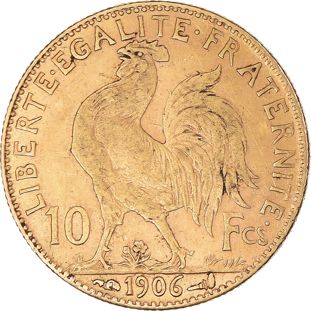Moneda, Francia, Marianne, 10 Francs, 1906, Paris, MBC, Oro, KM:846