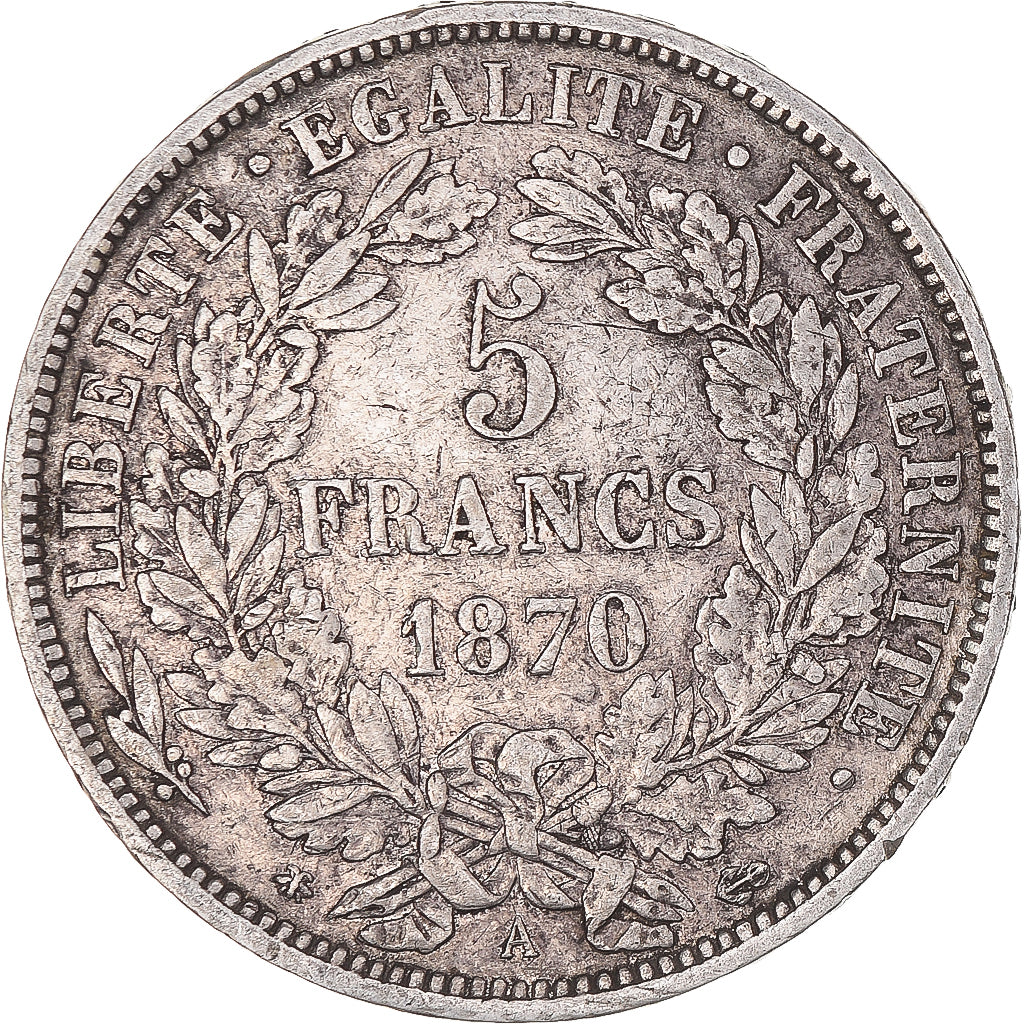 Monnaie, France, Cérès, 5 Francs, 1870, Paris, TTB, Argent, Gadoury:743
