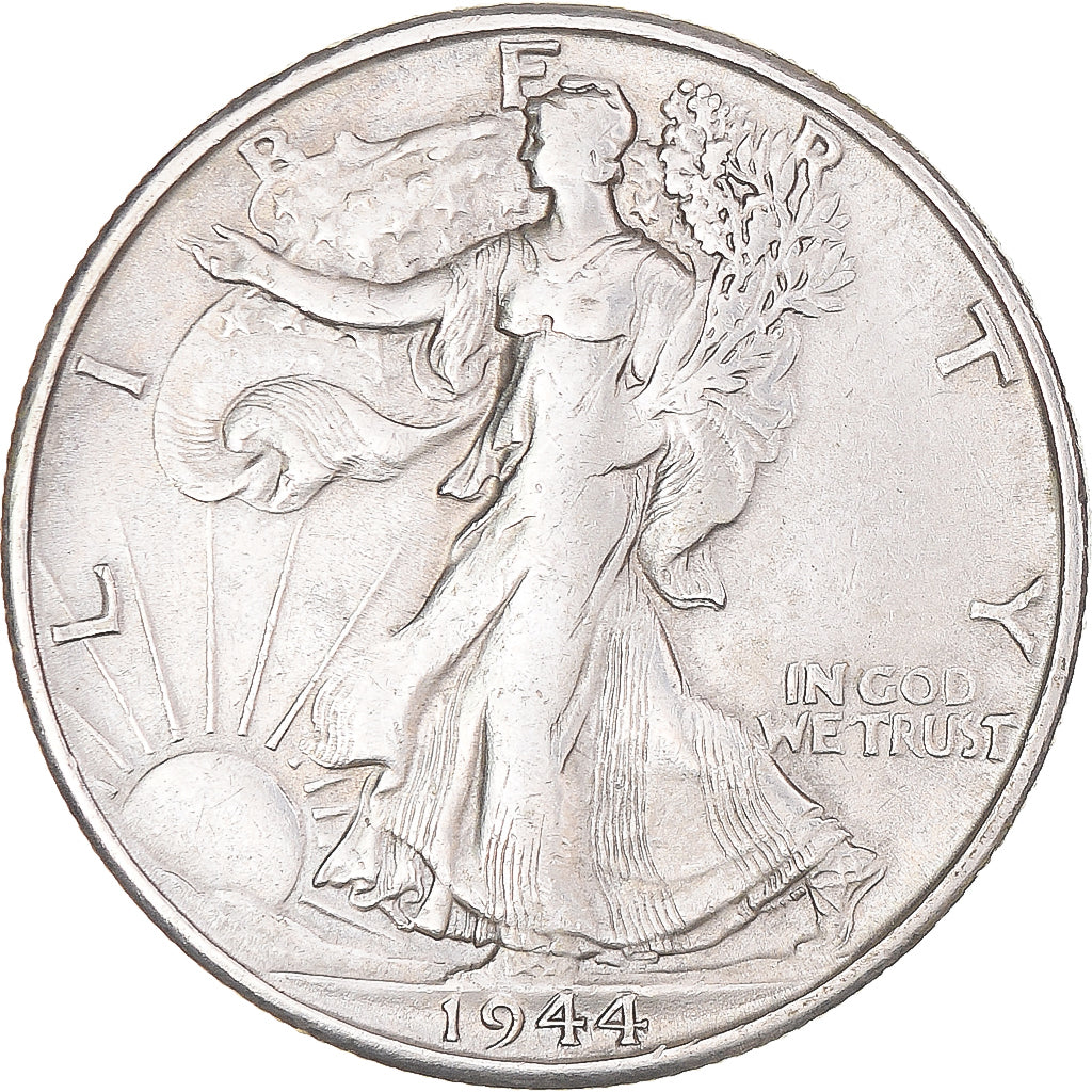Coin, United States, Walking Liberty Half Dollar, Half Dollar, 1944, U.S. Mint