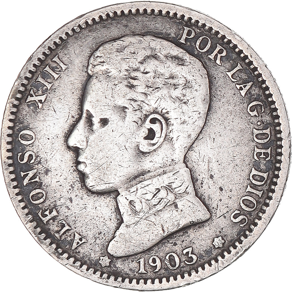 Coin, Spain, Alfonso XIII, Peseta, 1903, Madrid, VF(20-25), Silver, KM:721