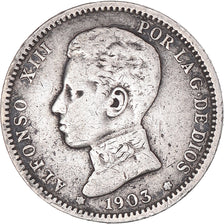 Coin, Spain, Alfonso XIII, Peseta, 1903, Madrid, VF(20-25), Silver, KM:721