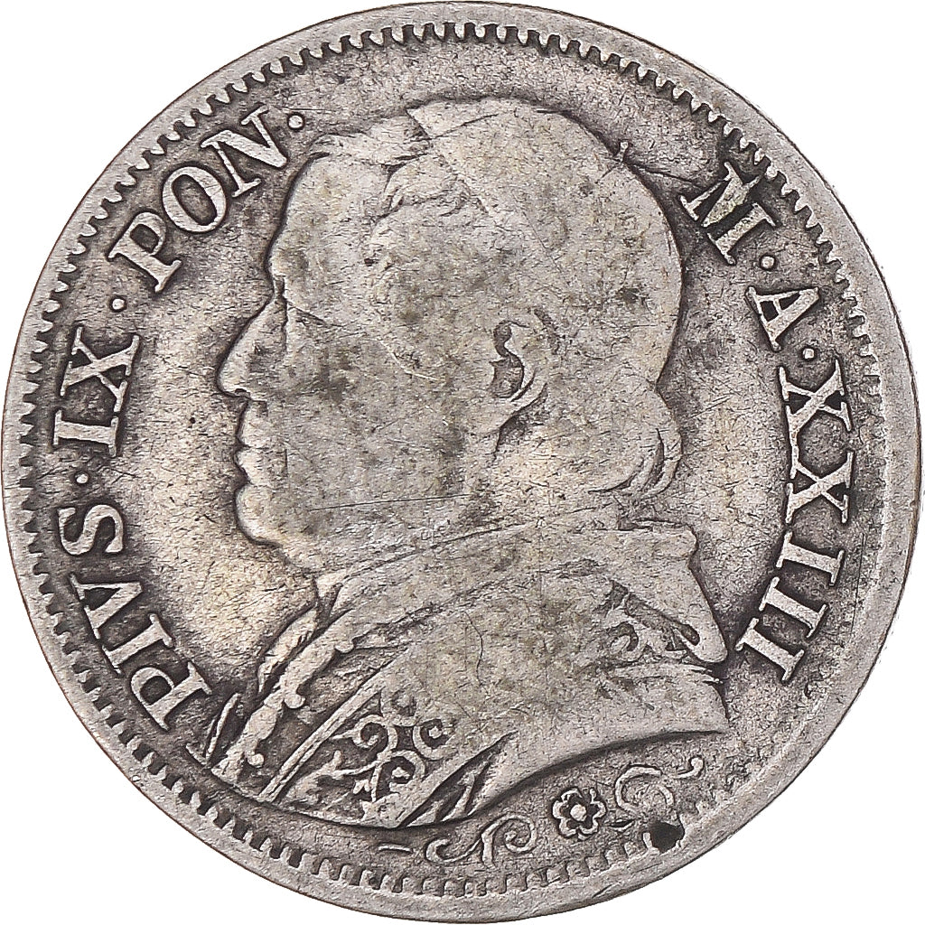 Monnaie, États italiens, PAPAL STATES, Pius IX, Lira, 1868, Roma, TB, Argent