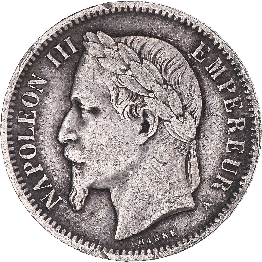 Munten, Frankrijk, Napoleon III, Franc, 1867, Paris, FR+, Zilver, KM:806.1