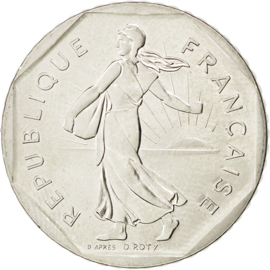 FRANCE, Semeuse, 2 Francs, 1991, KM #942.1, MS(63), Nickel, 26.5, Gadoury #547,.