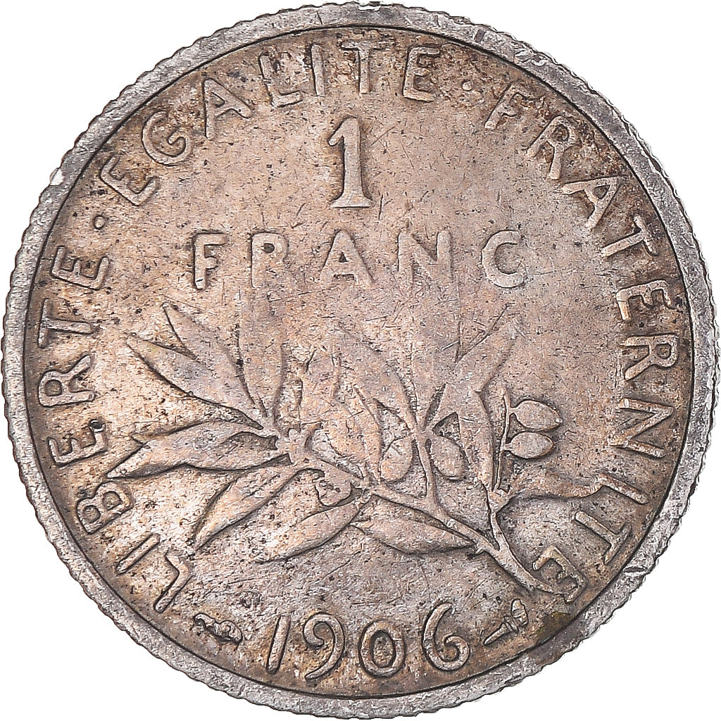 Coin, France, Semeuse, Franc, 1906, Paris, VF(30-35), Silver, KM:844.1