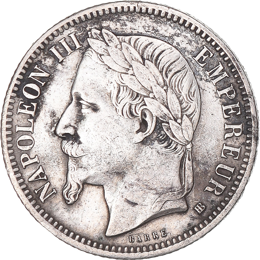 Coin, France, Napoleon III, Franc, 1868, Strasbourg, VF(30-35), Silver