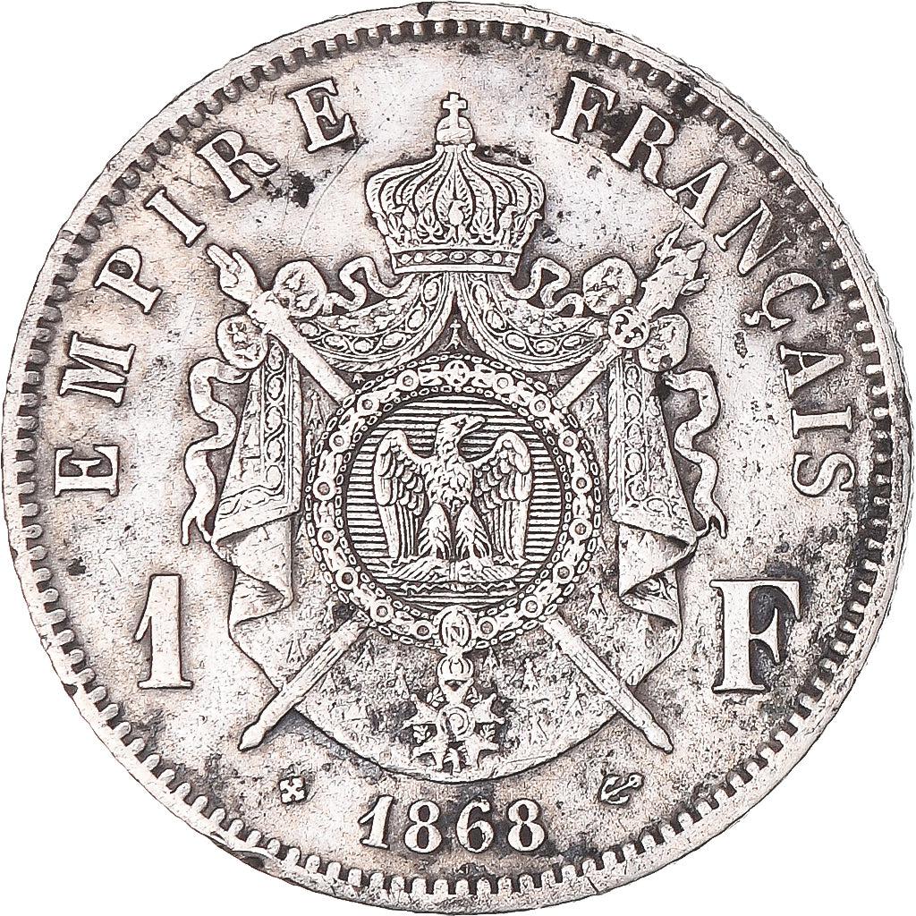 Coin, France, Napoleon III, Franc, 1868, Strasbourg, VF(30-35), Silver