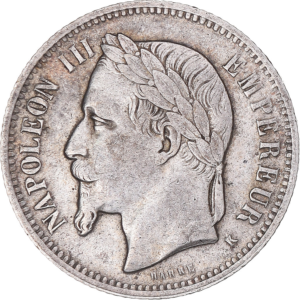 Coin, France, Napoleon III, Franc, 1867, Bordeaux, AU(50-53), Silver, KM:806.3