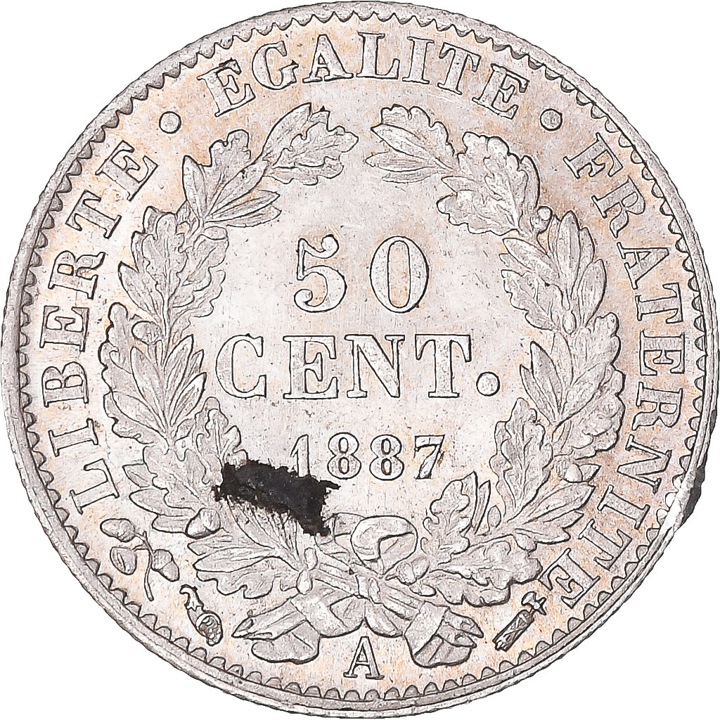 Münze, Frankreich, Cérès, 50 Centimes, 1887, Paris, UNZ, Silber, KM:834.1