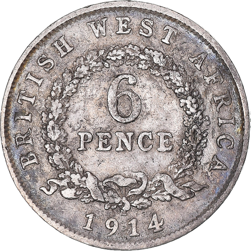 Moneta, AFRICA OCCIDENTALE BRITANNICA, George V, 6 Pence, 1914, BB, Argento