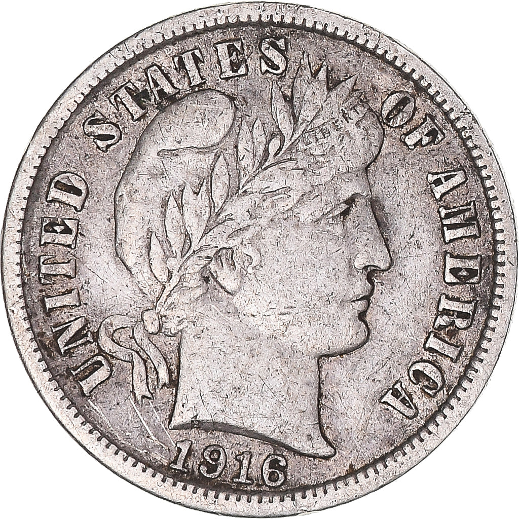 Coin, United States, Barber Dime, Dime, 1916, U.S. Mint, Philadelphia