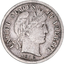 Coin, United States, Barber Dime, Dime, 1916, U.S. Mint, Philadelphia