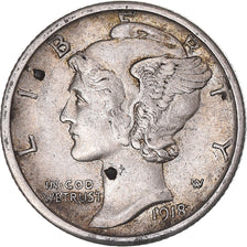 Coin, United States, Mercury Dime, Dime, 1918, San Francisco, EF(40-45), Silver