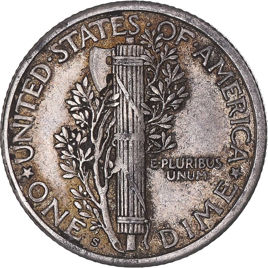 Coin, United States, Mercury Dime, Dime, 1918, San Francisco, EF(40-45), Silver