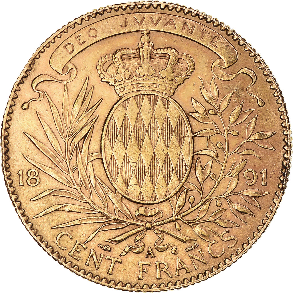 Coin, Monaco, Albert I, 100 Francs, Cent, 1891, Paris, AU(50-53), Gold, KM:105