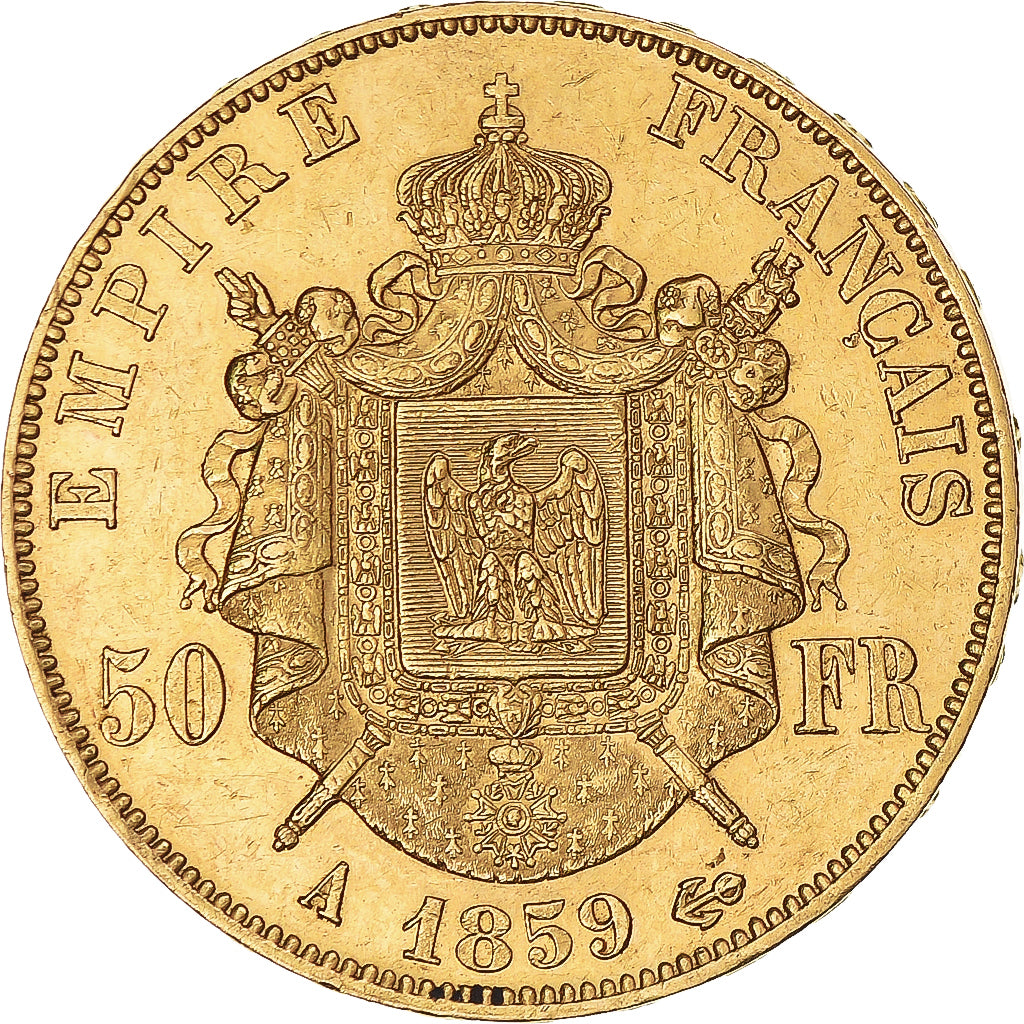 Münze, Frankreich, Napoleon III, 50 Francs, 1859, Paris, VZ, Gold, KM:785.1