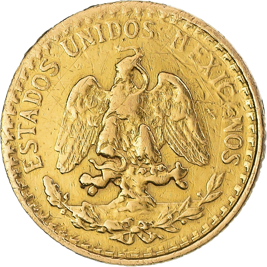 Coin, Mexico, 2 Pesos, 1945, Mexico City, AU(50-53), Gold, KM:461