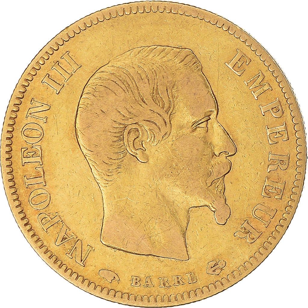 Munten, Frankrijk, Napoleon III, 10 Francs, 1855, Paris, FR+, Goud, KM:784.3