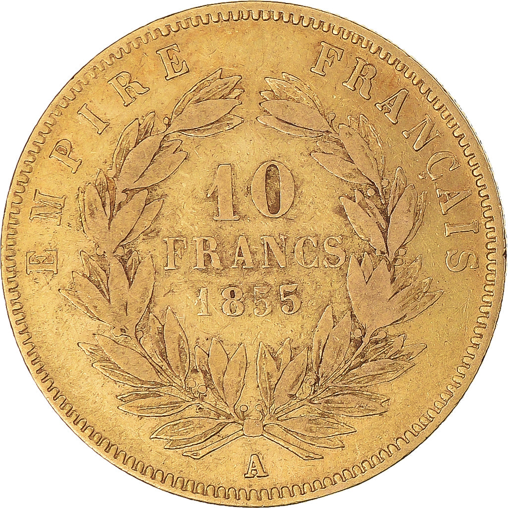 Munten, Frankrijk, Napoleon III, 10 Francs, 1855, Paris, FR+, Goud, KM:784.3