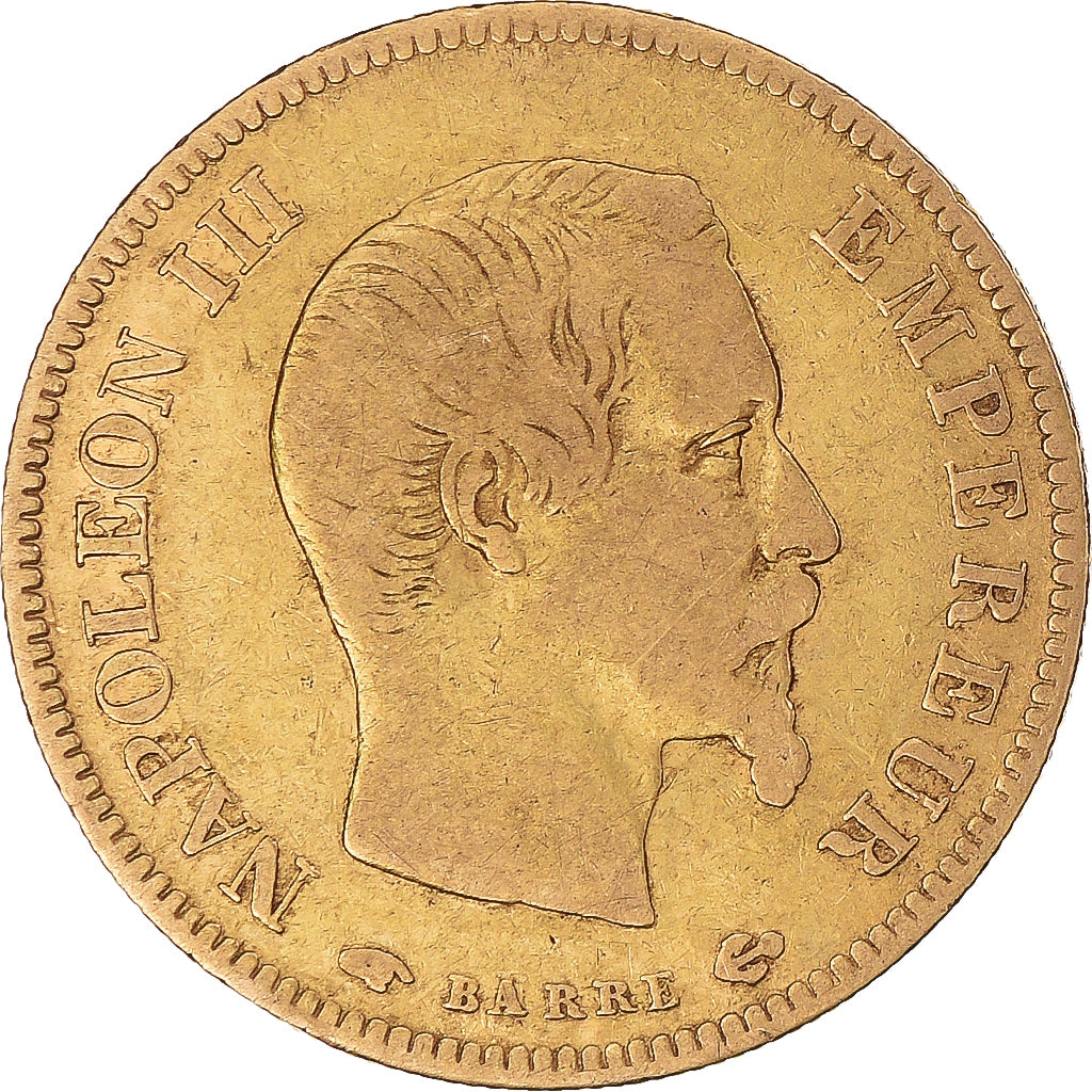 Moneta, Francja, Napoleon III, 10 Francs, 1856, Paris, VF(30-35), Złoto
