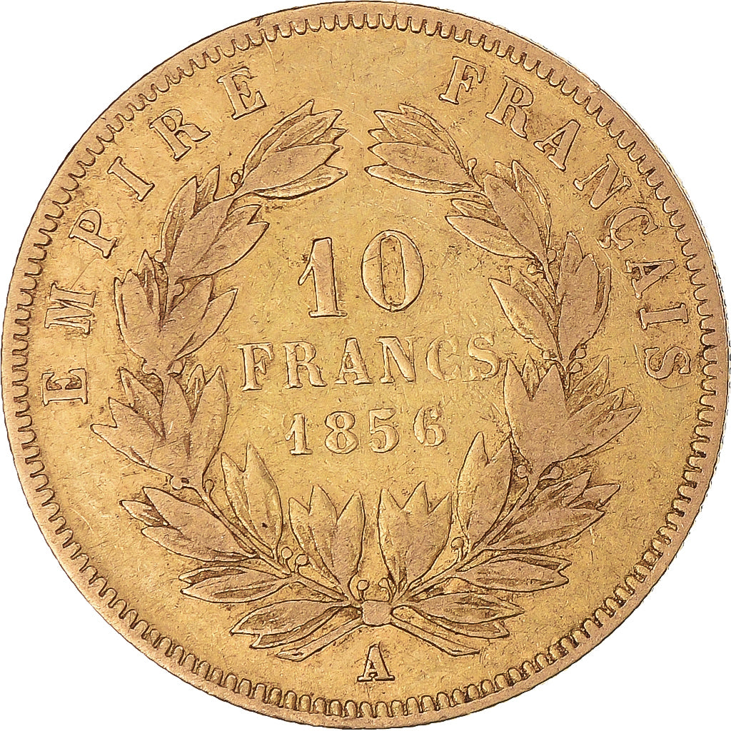Moneta, Francja, Napoleon III, 10 Francs, 1856, Paris, VF(30-35), Złoto