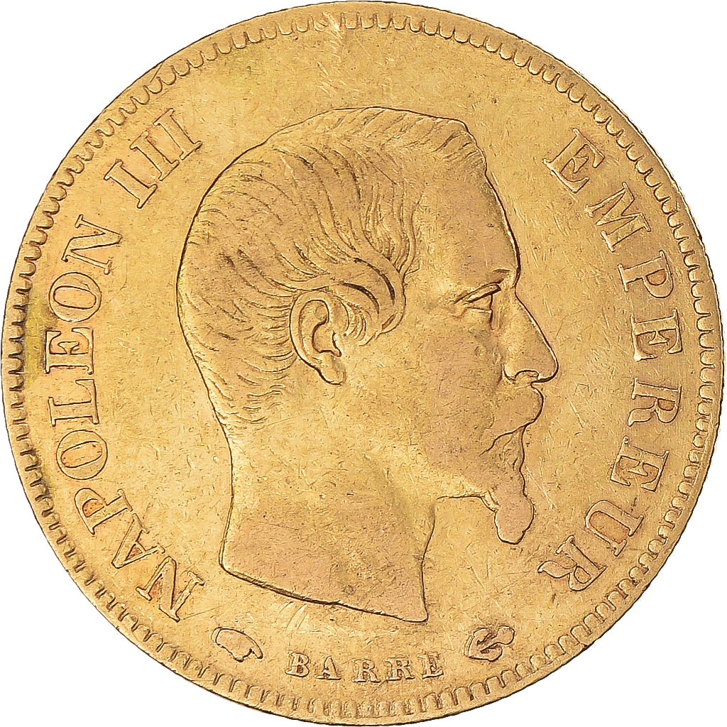 Moneda, Francia, Napoleon III, 10 Francs, 1856, Paris, MBC, Oro, KM:784.3