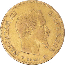 Moeda, França, Napoleon III, 10 Francs, 1856, Paris, EF(40-45), Dourado