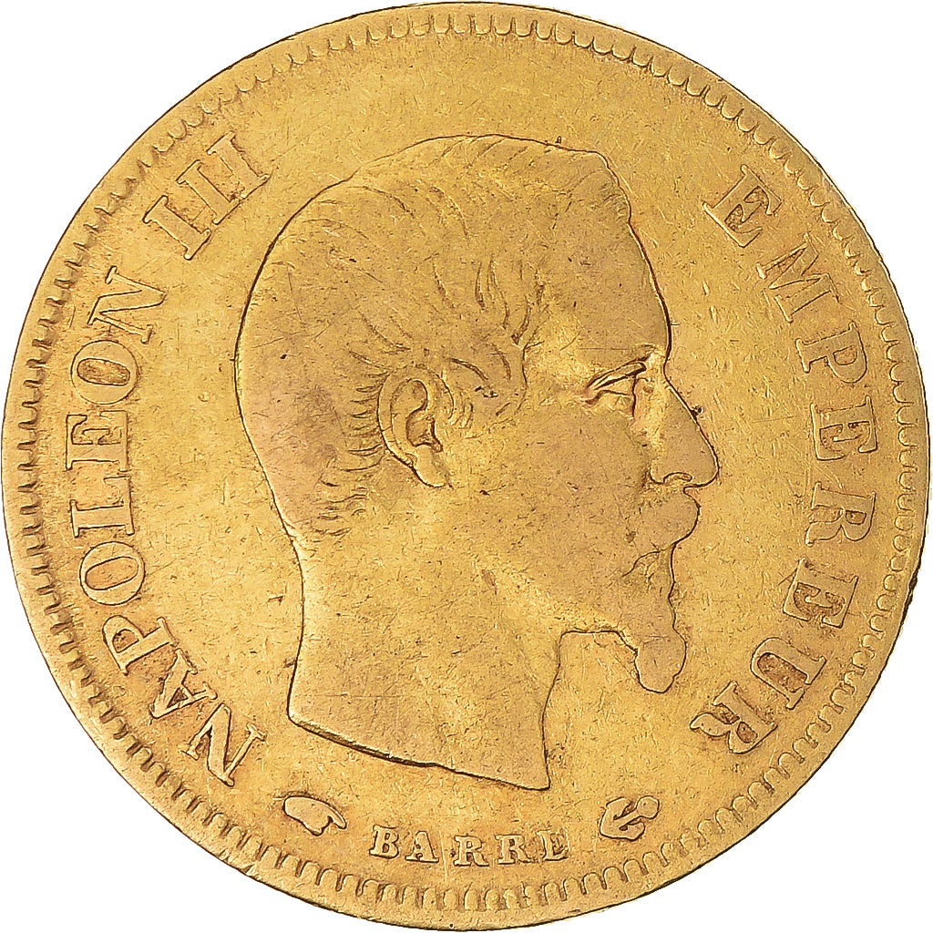 Moeda, França, Napoleon III, 10 Francs, 1857, Paris, VF(30-35), Dourado