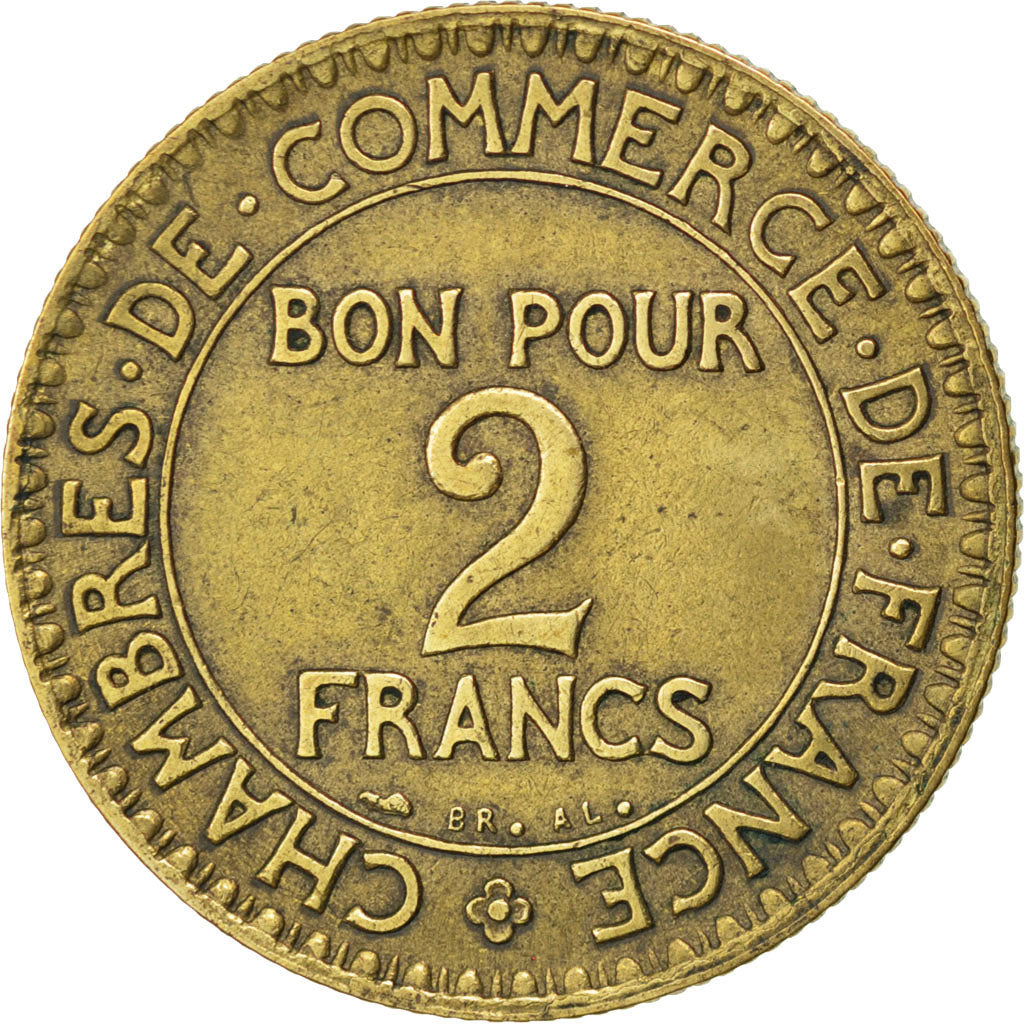 Francia, 2 Francs, Chambre de commerce, 1927, Paris, Alluminio-bronzo, BB